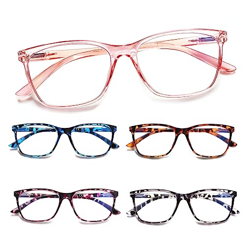 COJWIS 5 Pack Damen Lesebrille Blaulichtfilter Brille Federscharnier ultraleicht Lesehilfe (5 Farbe Mischen-4, 1.00, multiplier_x)