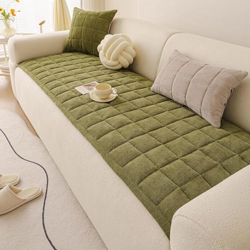 Weich Samtweiche Universal Sofabezug, dicker rutschfester 2/3/4-Sitzer & Ecksofa, grün (79cm x 210cm) - Stylisch