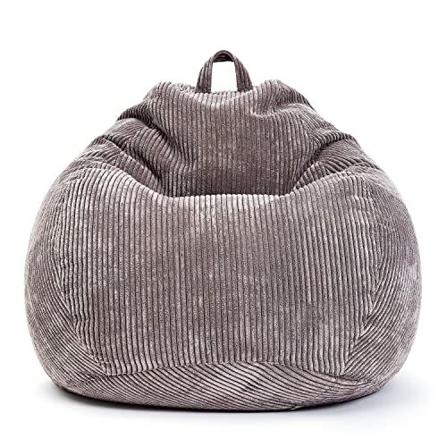 Green Bean® Indoor Sitzsack 90x110cm EPS-Perlen Füllung & Cordstoff Kuschelig Weich Waschbar - Drinnen Bodenkissen Liegekissen Sitzkissen Sitzhocker Relax-Sessel Kinder Erwachsene Stoff Grau