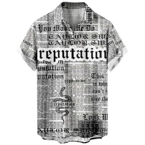 ZUOYIMEI Kurzarm Herren Vintage Casual Trend Streetwear Outdoor Reise Mode Hawaii Hemd 3D Digitales Drucken Strandshirt QW-03 L