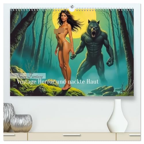 Spicy Fantasy - Vintage Horror und nackte Haut (hochwertiger Premium Wandkalender 2026 DIN A2 quer), Kunstdruck in Hochglanz: Ein retro-erotischer ... Monstern und nackter Haut. (CALVENDO Erotik)