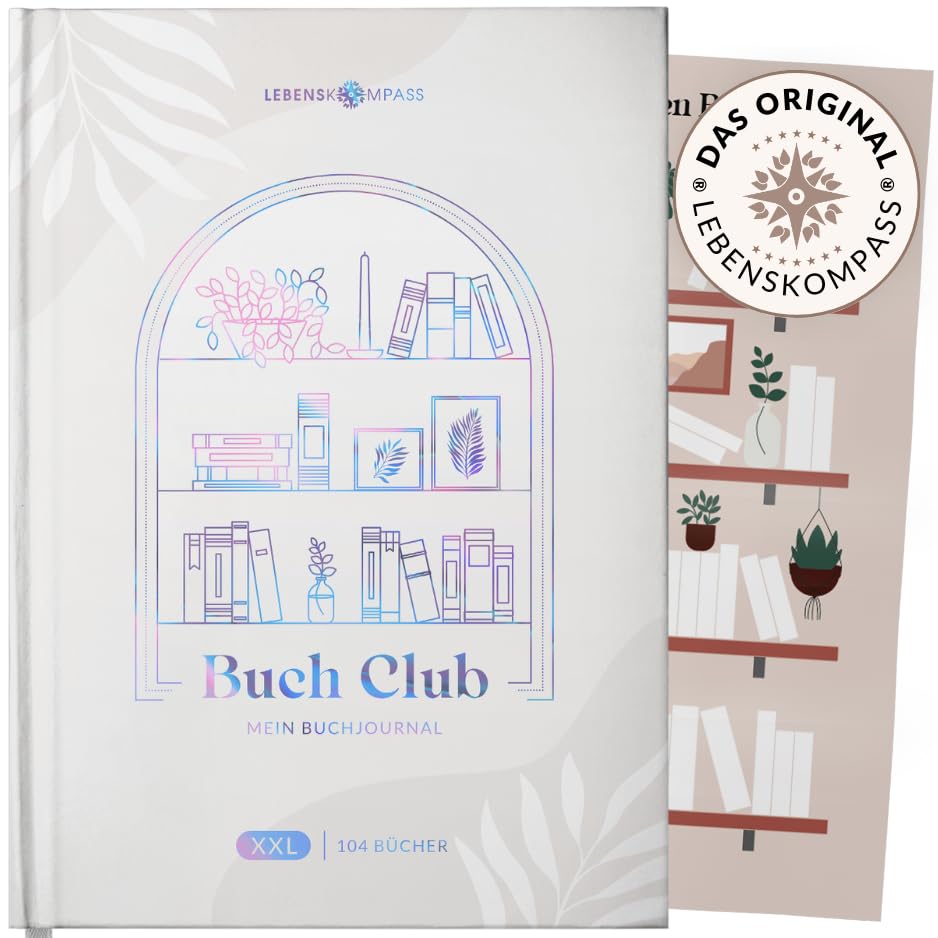 Lebenskompass Buchclub XXL - Das Lesetagebuch & Book Journal 'PEARL' - Hardcover DIN A5 Tagebuch für Erwachsene - Book Club Reading Bullet Journal Tracker - Booktok
