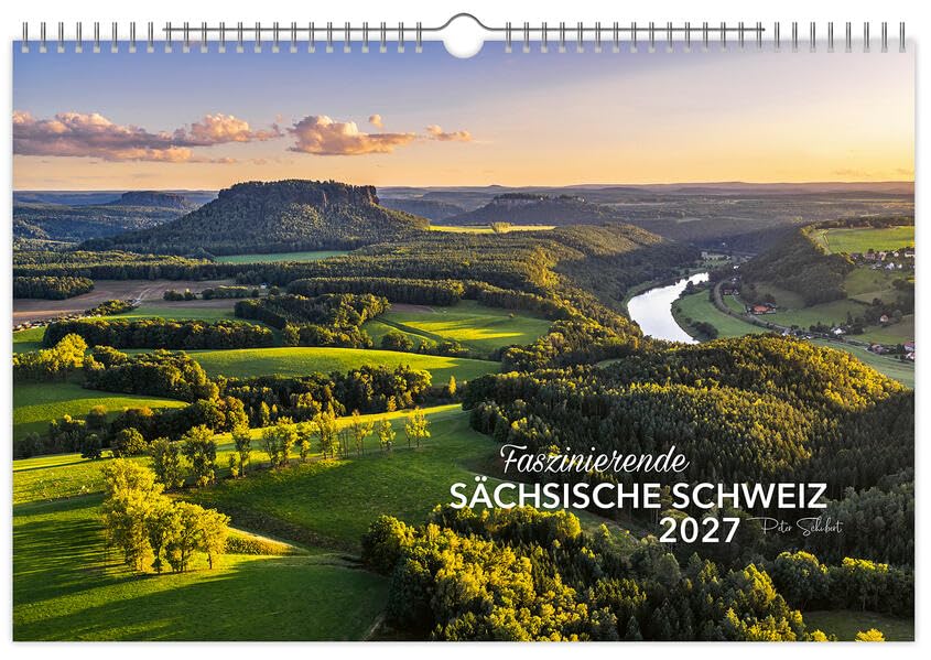 Kalender Faszinierende Sächsische Schweiz 2027: XXL | 60 x 40 cm | schwarzes Kalendarium