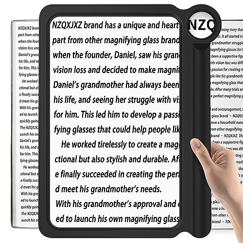 NZQXJXZ 30X 5X Leselupe für Senioren Groß, Große und Leichte Lupe, Bieten Volle Buchseite Sichtbereich, Perfekte Handheld Lupe für das Lesen von Kleinen Drucke und Low Vision, Schwarz
