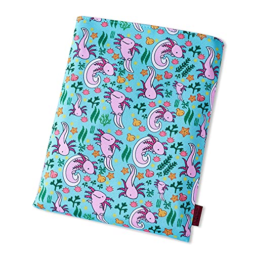 Buchhülle, Axolotl-Design, Größe M, Geschenkidee M, 27,9 x 21,6 cm, Geschenke für Buchliebhaber