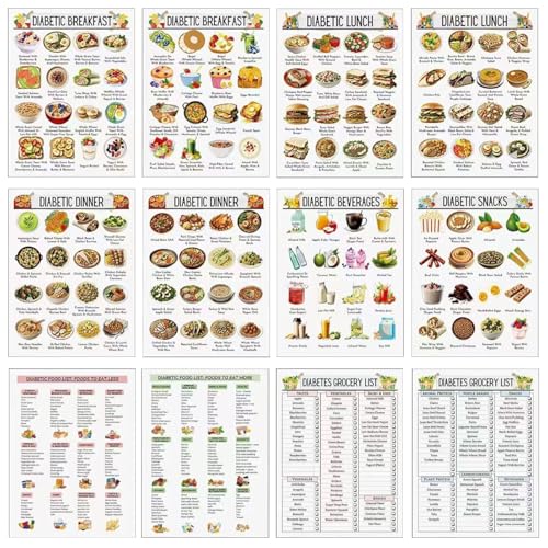 Diabetiker-Lebensmitteltabelle, -Lebensmittel-Einkaufsplan, Listen-Diagramm für Diabetiker, Poster, Mahlzeitenplan, Diagramme, transparent, tragbar, wiederverwendbar, Druck, verschiedene