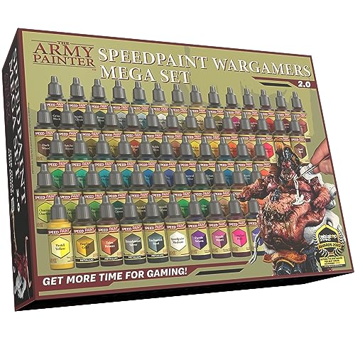 The Army Painter Speedpaint 2.0 Wargarmers Mega Set, 60 Tropfflaschen à 18 ml, ungiftige Modell-Kontrastfarben mit Mischkugeln, inklusive kostenlosem ergonomischem Armee-Malerpinsel