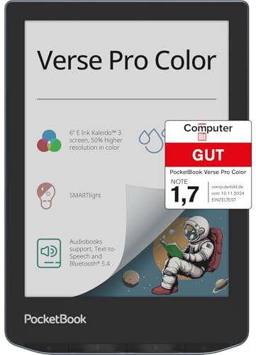 Pocketbook Verse Pro Color E-Reader, 6'' E-Ink Farbdisplay, 16 GB, Bluetooth, wasserdicht, Grau - DE/at/CH-Version